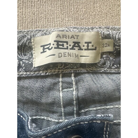 Ariat R.E.A.L. Denim Mid Rise Bootcut Womens Jeans Sz 32R Blue Distressed Style - Picture 4 of 10